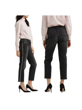 ⭐Lucky Brand Sienna Slim Boyfriend Jean 00/24 Women Mid Rise Metallic Stripes⭐